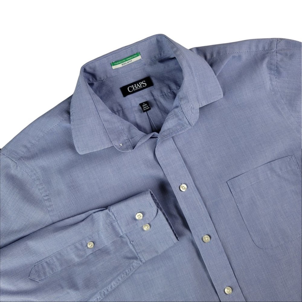 CHAPS Dress Shirt Size 16 34-35 Men's Non-Iron Stain Release Wrinkle Free